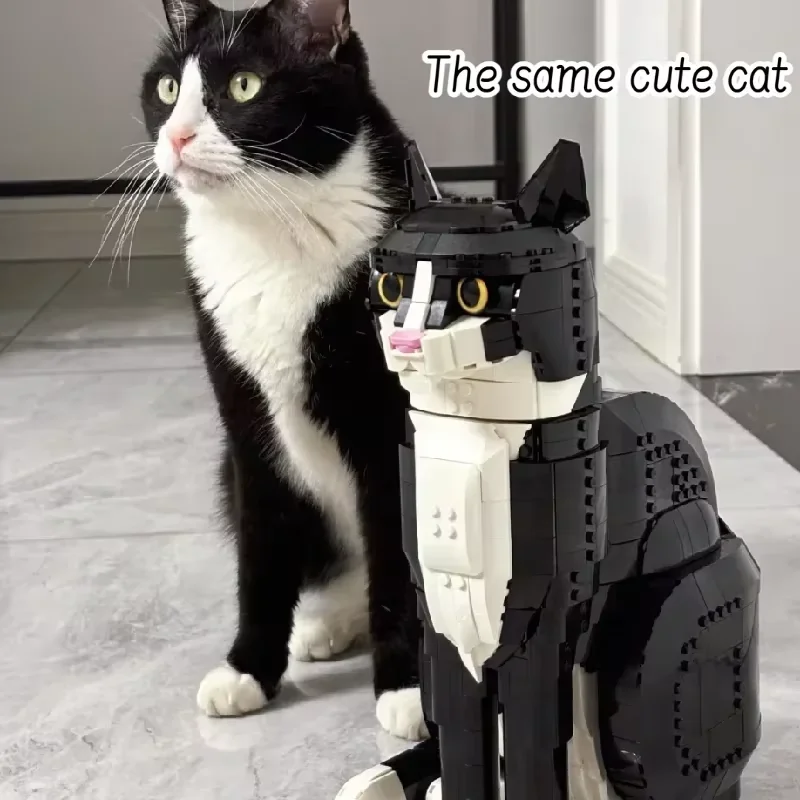 

1710 шт. идеи милый мультяшный кот смокинг кошка строительные блоки собрать модель головоломки для праздника подарки на день рождения