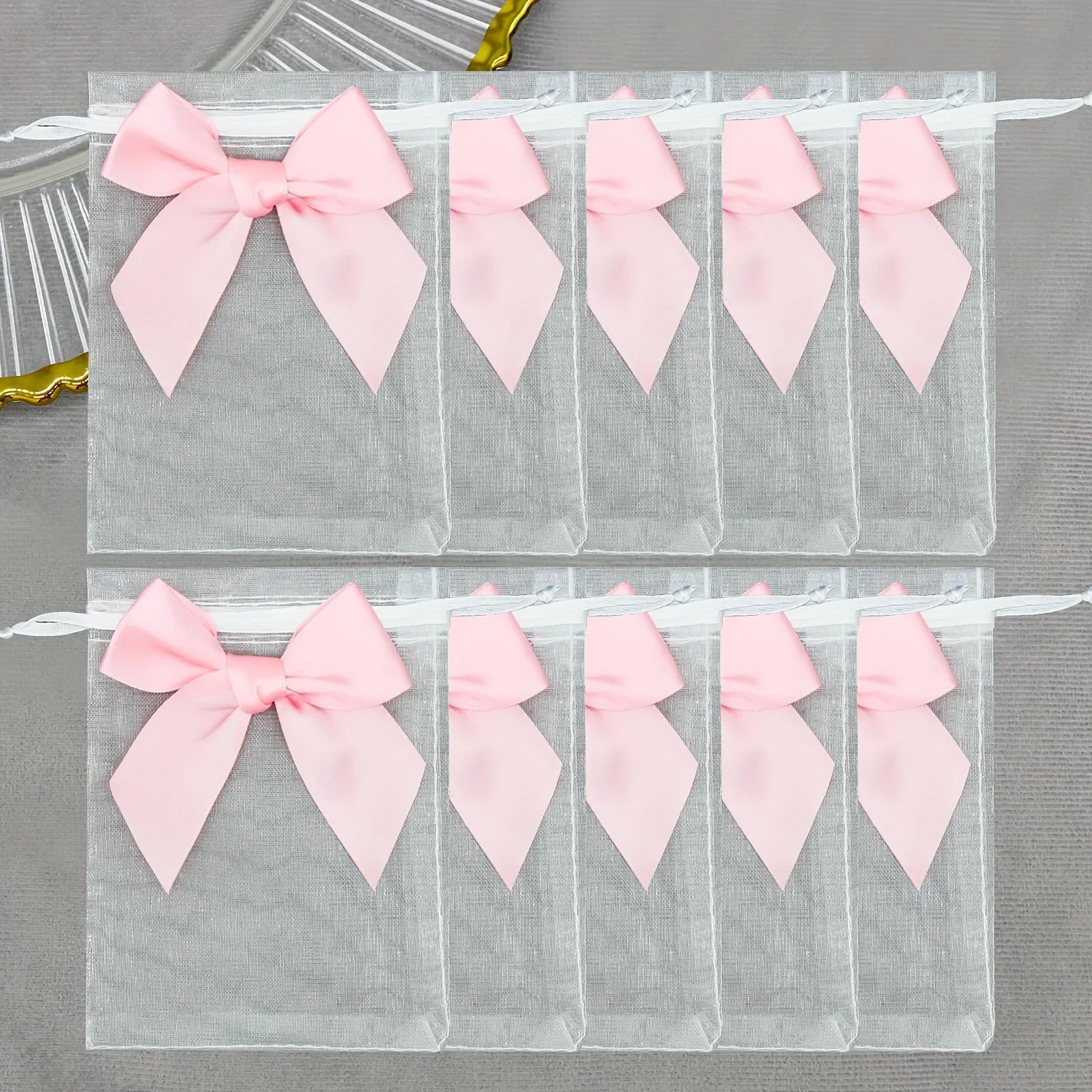 10 Stück Polyester transparente Hartgarn-Schmuckbeutel, Kordelzugbeutel, geeignet für Hochzeitsgeschenktüten – Party-Geschenktüten – Detail 5