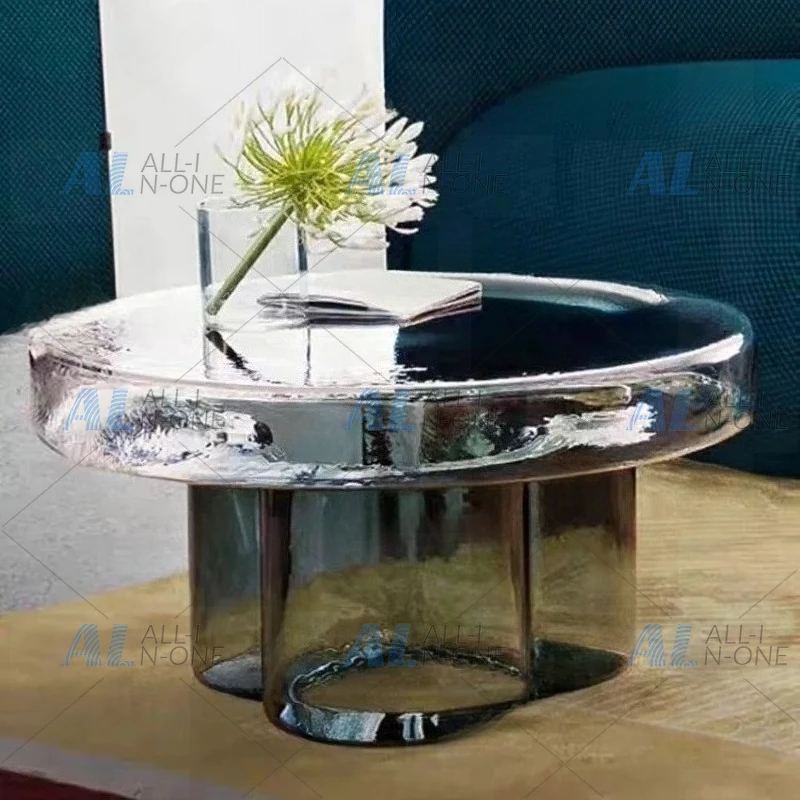 Nordic Tempered Glass Colored Coffee Table Living Room Personalized Creative Round Simple and Light Luxury Small Tea Table