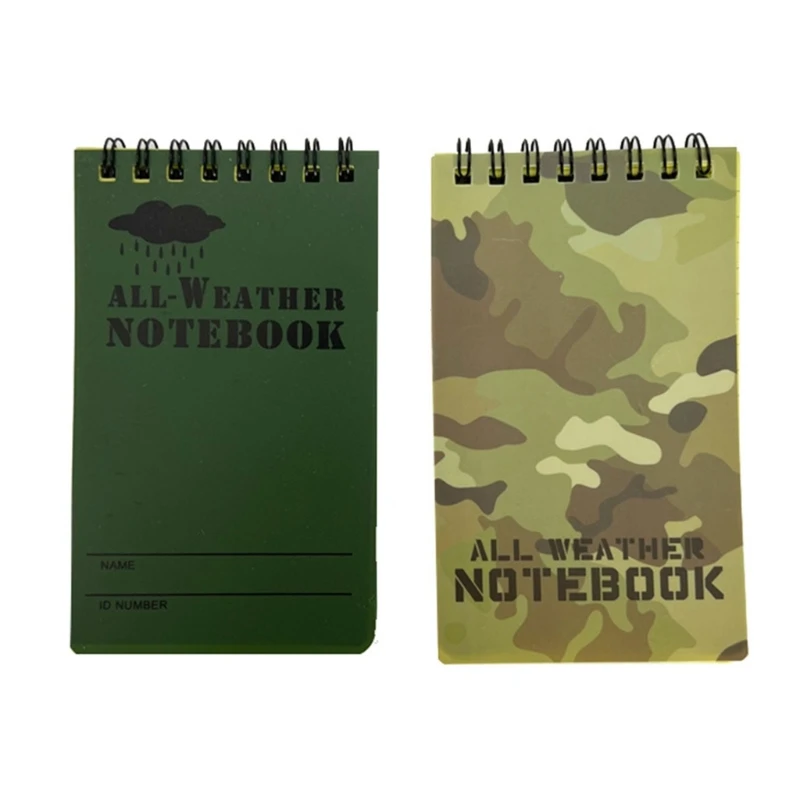 Alle weersomstandigheden Douche Waterdicht Notebook Zak Tactisch Kladblok Top Spiraal Memo-Notities Groen Raster Papier L41E