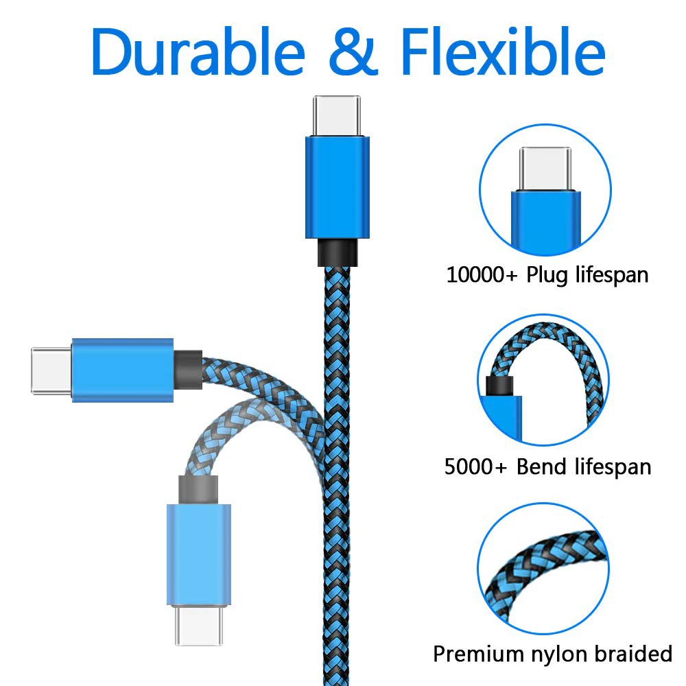 USB Typ C Kabel Datum Sync 2,4 A Schnelle Lade Nylon Geflochtene Draht Ladegerät Kabel Für Samsung Huawei Android Handy 1M 2M 3M – Detail 4