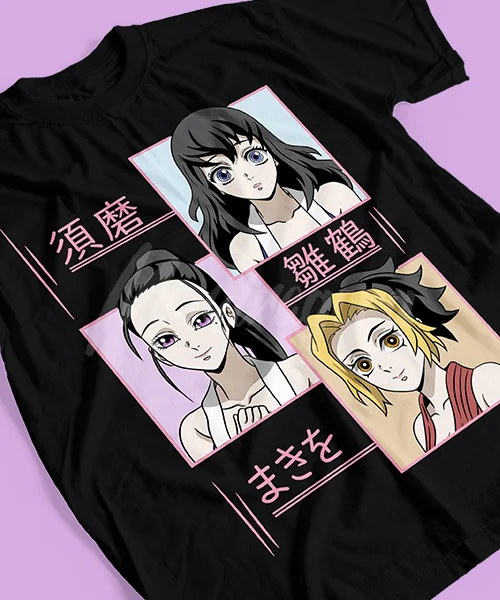 

T-shirt for Anime Kimetsu no Yaiba: Suma, Hinatsuru & Makio las esposas de Tengen Uzui
