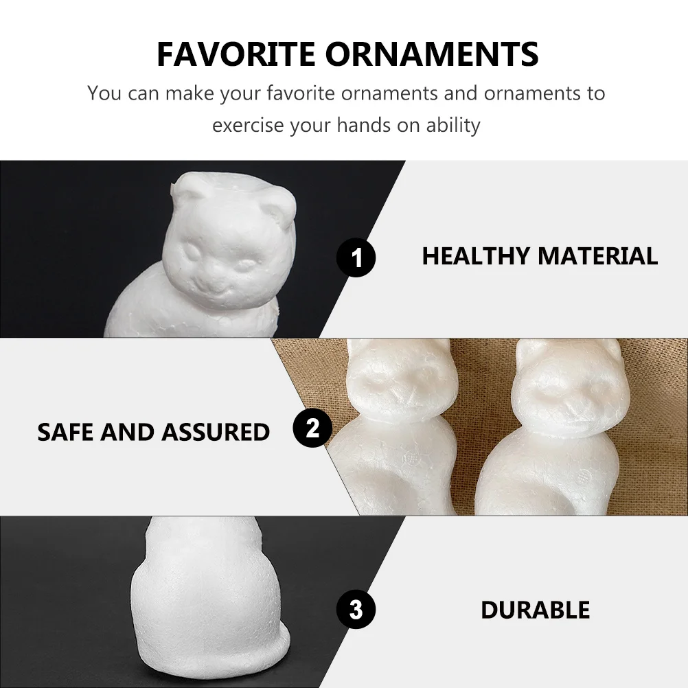 

10Pcs DIY Cat Shape White Foam Painting Crafts Foam Materials for Handmade Decorations Stress Relief Party Ornament
