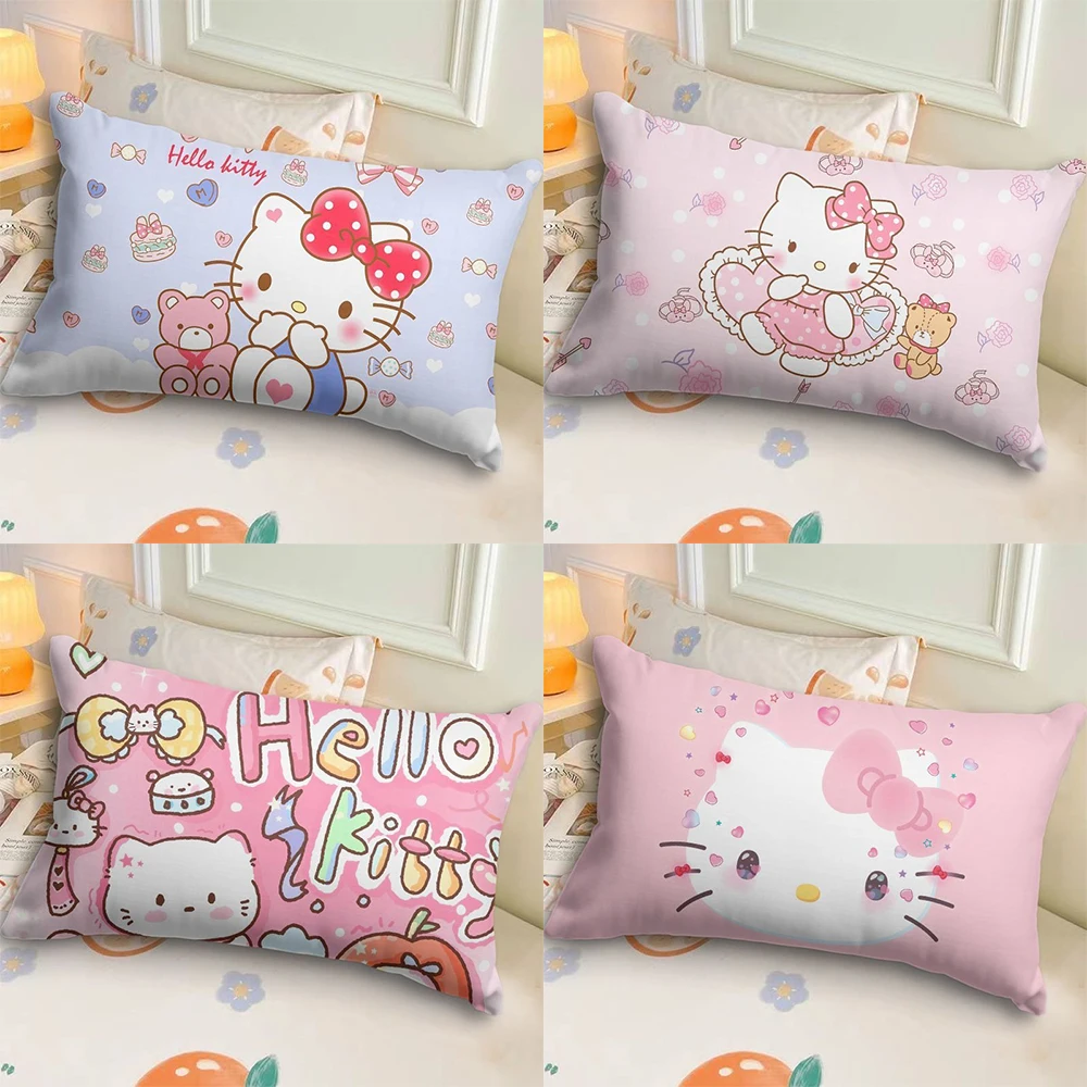 Hello Kitty-Juste de coussin de dessin animé mignon, décoration de canapé à la maison, bureau, pause déjeuner, chambre à coucher, vêtements de