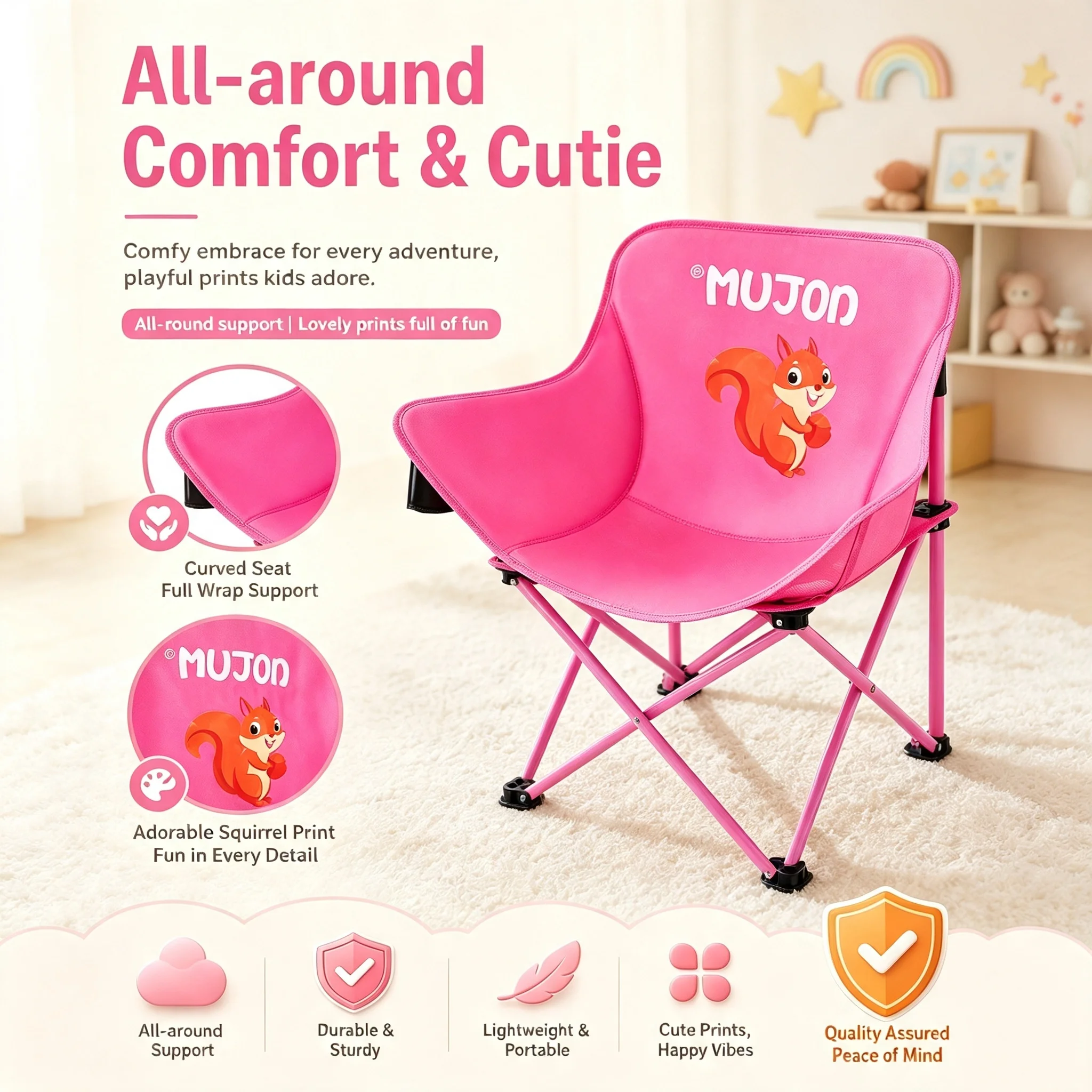 어린이 접이식 달 모양 의자, 부모-자녀 캠핑 의자, - Kids Outdoor Bean Bag Chair 리뷰 및 가격