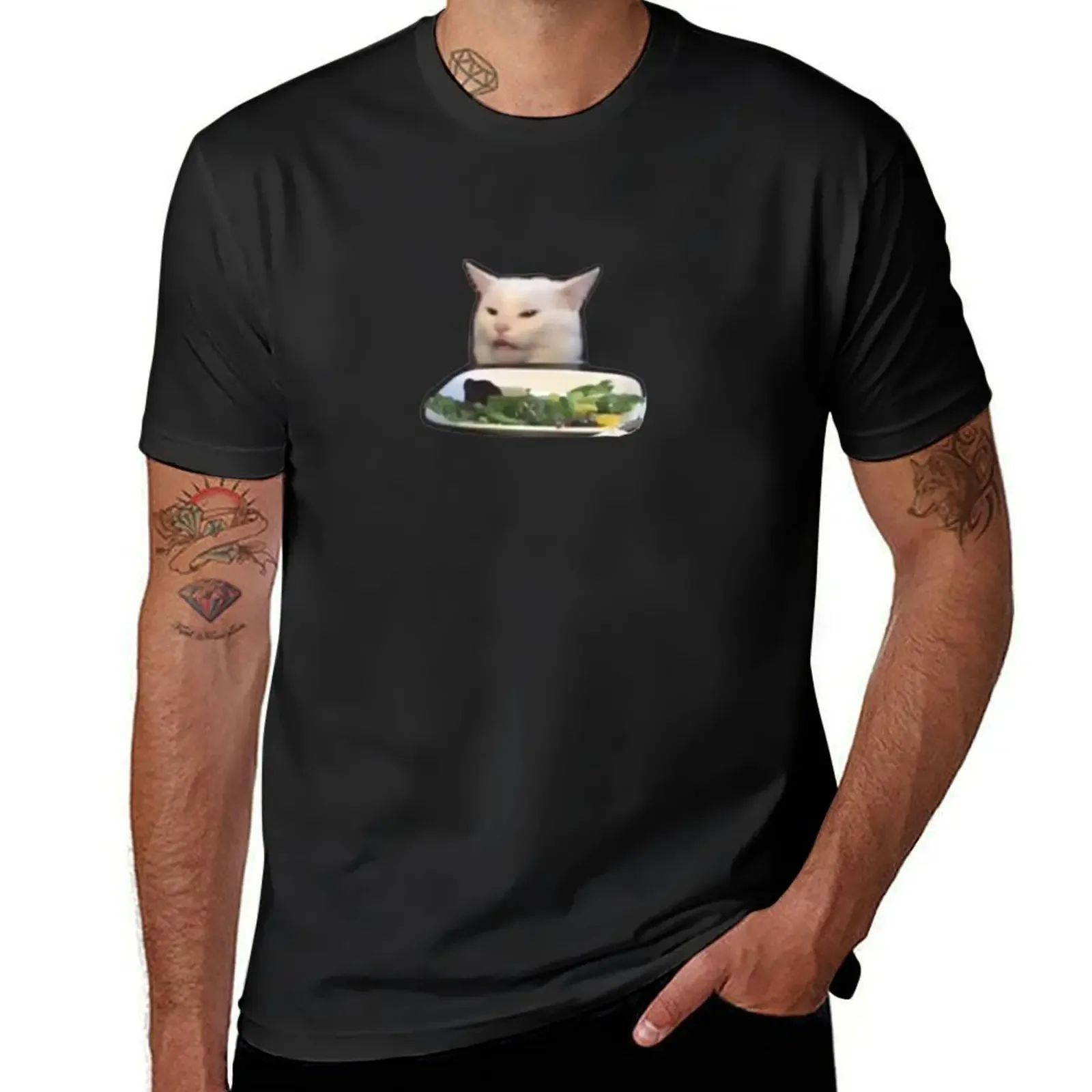 Salad cat meme T-Shirt plus sizes man clothes cheap stuff mens funny t shirts