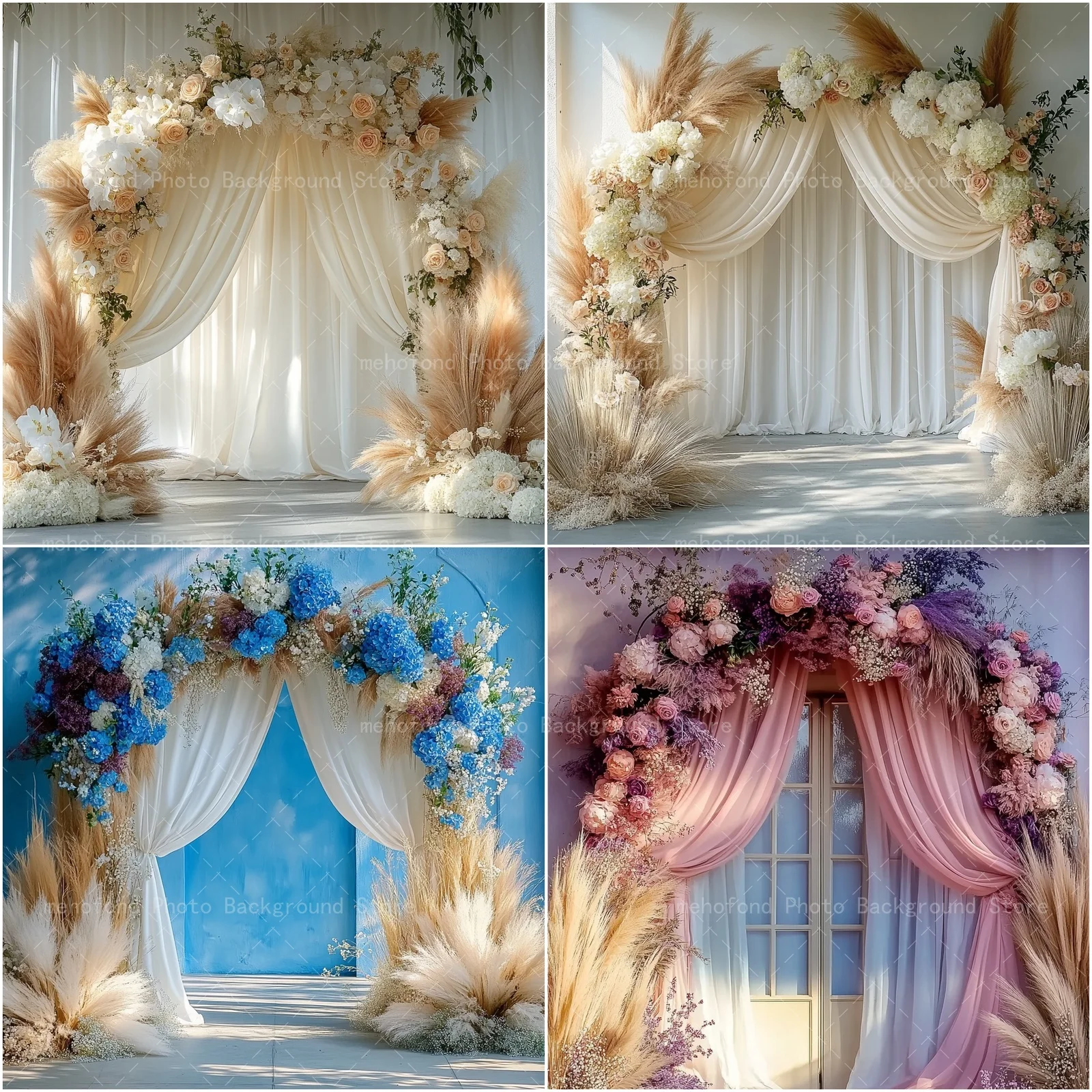 Mehofond Photography Background Bohemian Style Exquisite Romantic Simulation Flower Cluster Wedding Decor Background Photozone