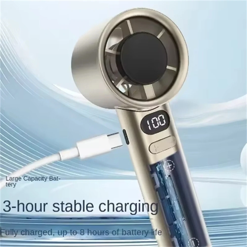 120 Speeds High Speed Handheld Fan 10000+ RPM Turbo Fan Portable USB Rechargeable Desktop Fan for Home Office Camping image 4