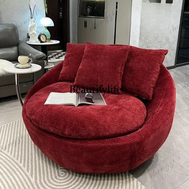 Casual, high-end fabric leather single sofa, rotatable lazy sofa recliner