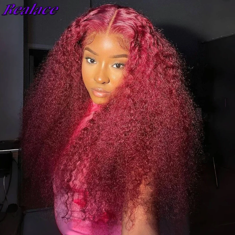 Burgundy Deep Wave Frontal Wig Curly Wigs Human Hair Hd Colored 99j Red 13x4 13x6 Lace Front Human Hair Wigs For Black Women