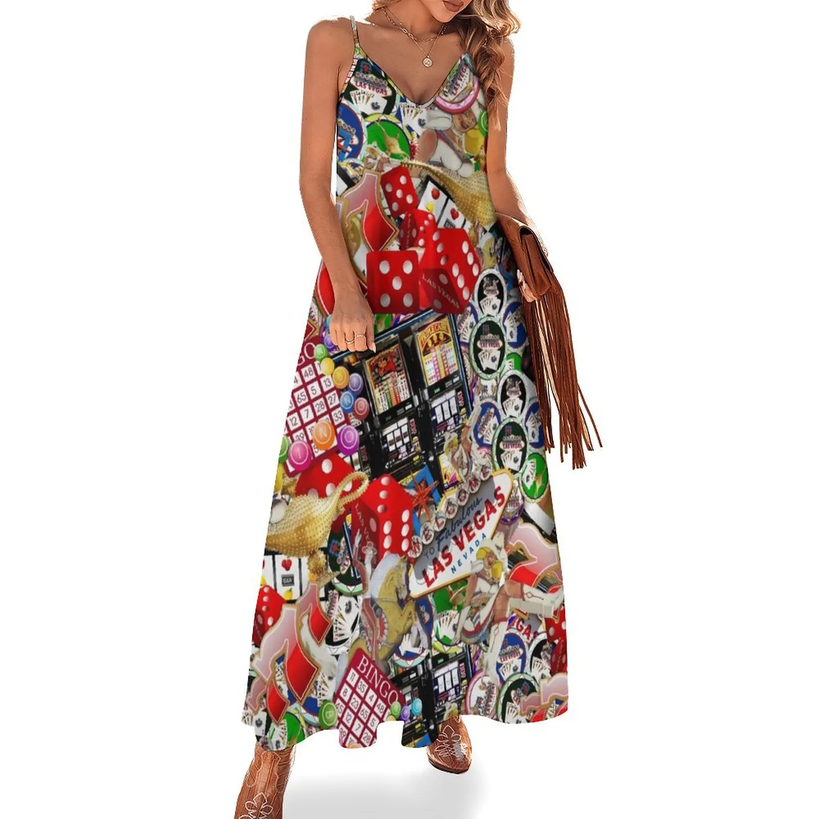 

Gamblers Delight - Las Vegas Icons Sleeveless Long Dress dress summer purple dress