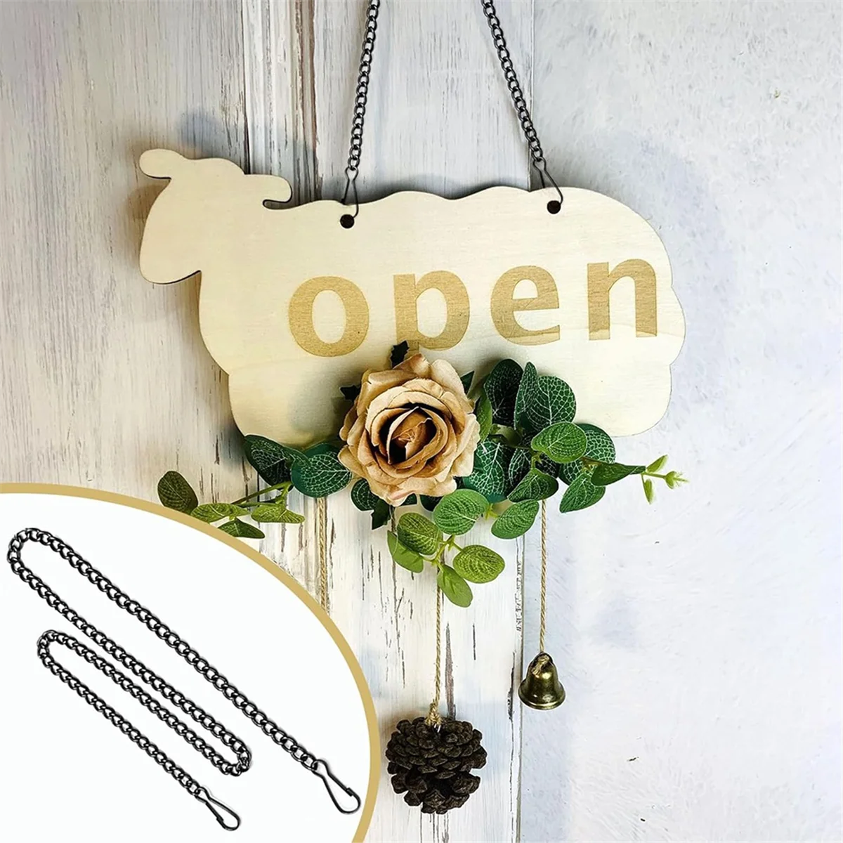 Kit de chaîne de suspension de fenêtre en vitrail AA98 avec crochets à ventouse, chaîne de suspension d'image noire, attrape-soleil