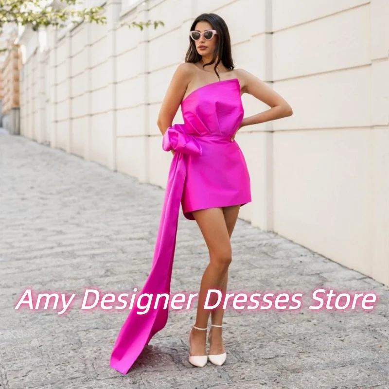 

Purple Strapless Homecoming Dresses With Belt Mini Birthday Dress With Ground Tail 2025 Customized Prom Gowns For Nigerian Girls