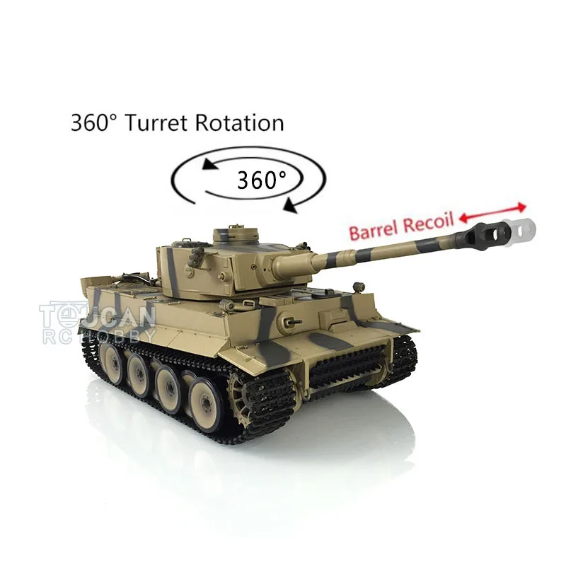 Toys 1/16 HENG LONG TK7.0 Plastic Tiger I RC Tank 3818 W/ 360 Turret Barrel Recoil Remote Control Car TH19101-SMT4