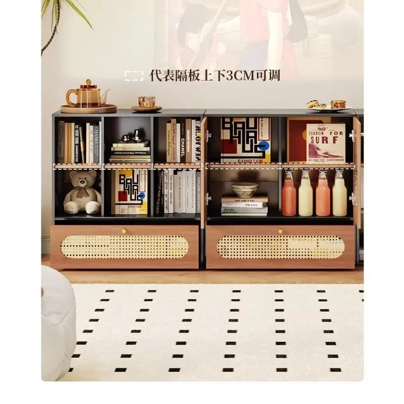 Solid Wood Bookcase Free Combination Bookshelf Floor Shelf Antique Living Room Wall Cabinet