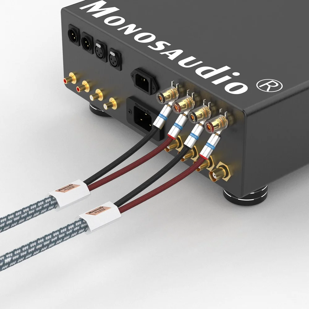 

Monosaudio S802S6R OFC Silver Plating Fidelity Speaker Cable With Pure Copper Spade Plug HIFI Audiophile for HiFi Home Cinema