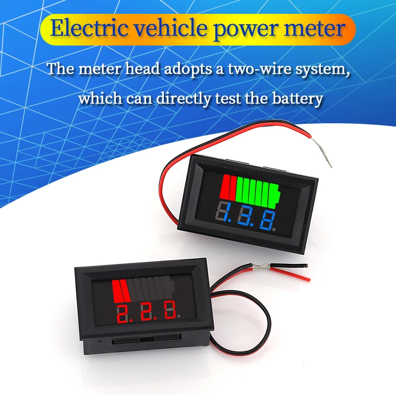 Car Battery Charge Level Indicator 12V 24V 36V 48V 60V 72V Lithium Battery Capacity Meter Tester Display LED Tester Voltmeter