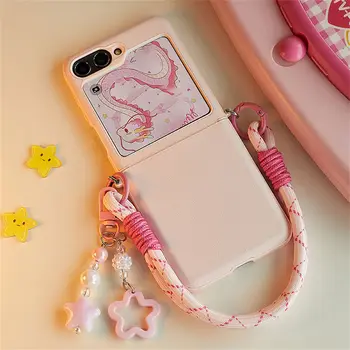 Roztomilý korejský jednobarevný přenosný kryt s centrální osou a hvězdou pro Samsung Galaxy Z Flip7 Z Flip6 Zflip6 flip 5 Flip7FE 10 nejlepší prodej Flipové pouzdro Sailor Moon pro Samsung Galaxy Z - №6