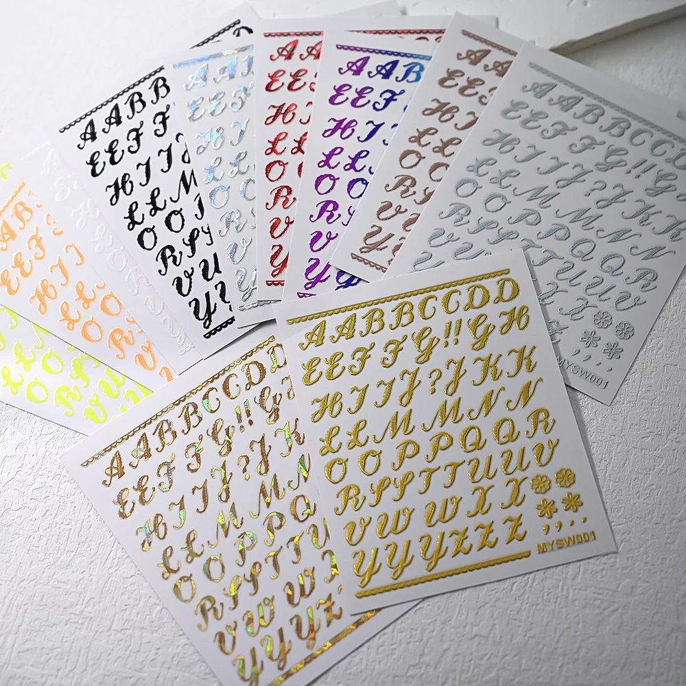 1Pcs 3D Artistic Alphabet Nail Stickers English Letters Self-Adhesive Nail Decals Y2K Letter DIY Manicure Decoration Sliders #*&