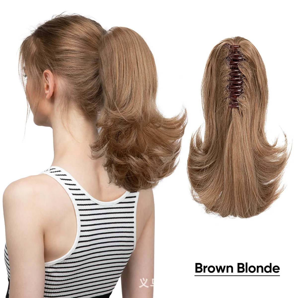 High Ponytail Women's High-temperature Fiber Hair Bundle Matte Synthetic Small Roll, Grab Clip Wig Braid Hair