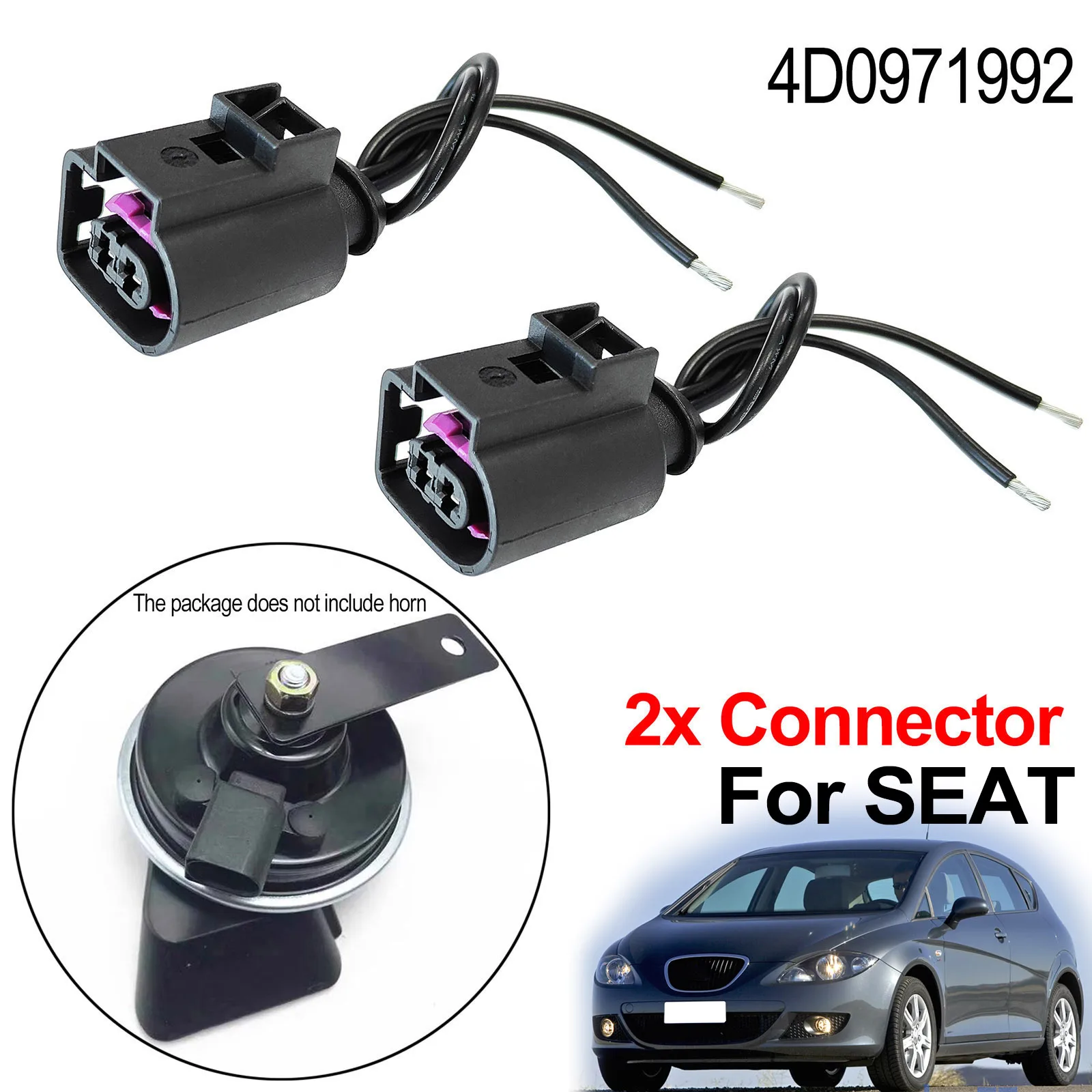 

2x For SEAT Alhambra 7M Altea Ibiza 6L 6J Leon 1P 5F Horn Connector Female Plug 2P Repair Loom socket Wiring Harness 4D0971992A