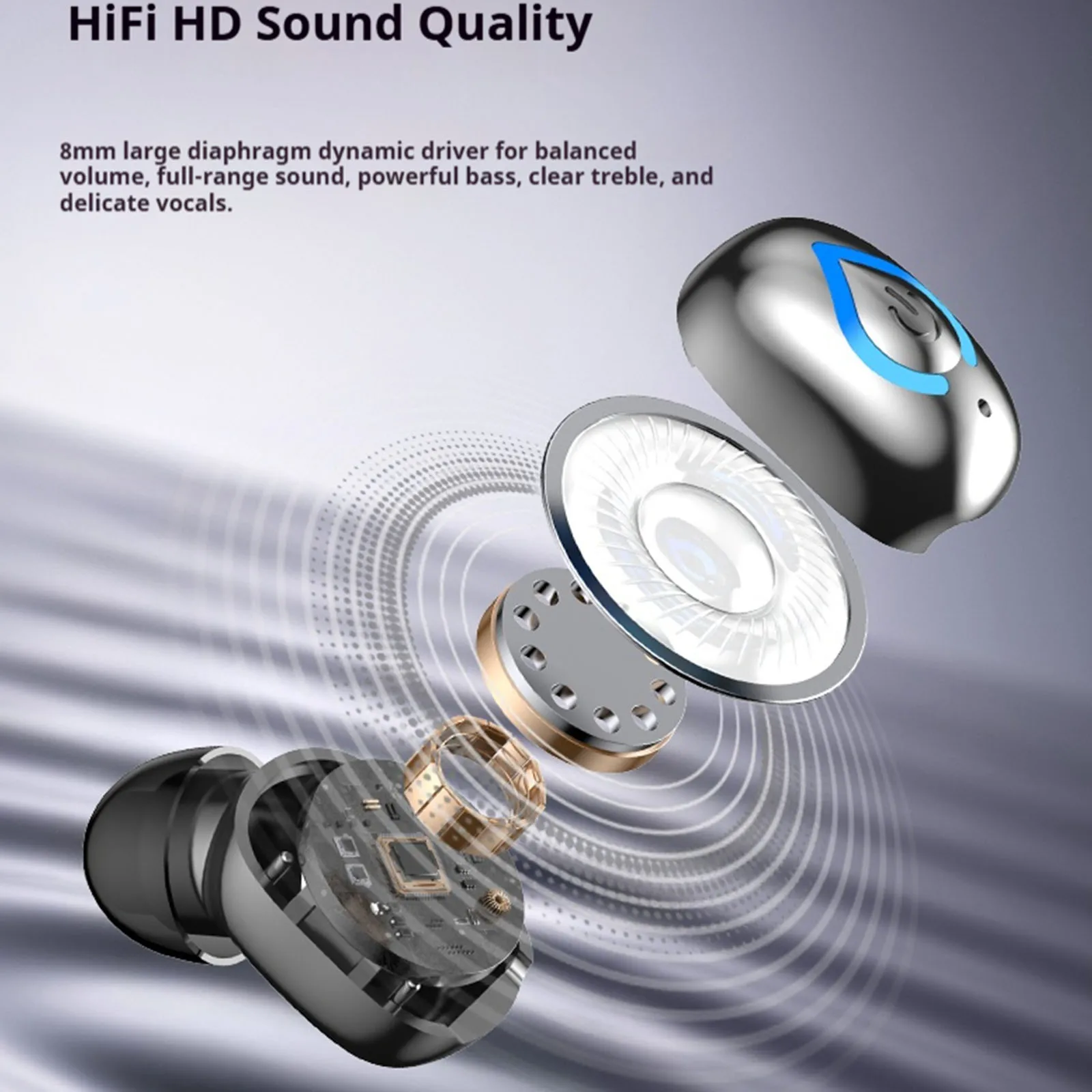 BT 6.1 Wireless Mini Single Earbud IPX3 Waterproof Invisible Earbuds Noise Canceling Earphones for Smart Phones PC TV Audiobook