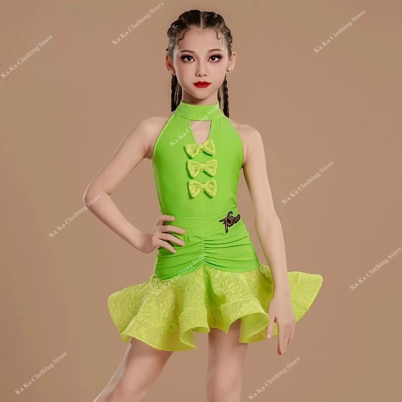 

Child Ballroom Dress Rumba Samba Tango Salsa Latin Dance Dress Girls Dance Skirt Latin Practice Dress Latin Dance Costume Kids