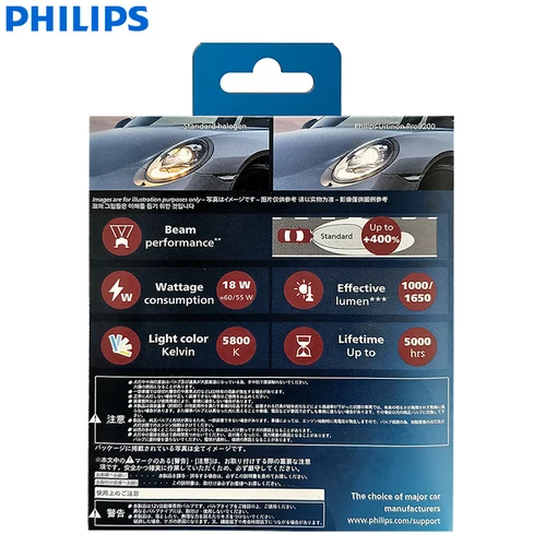 Imagen 2 del producto Philips Ultinon Pro9200 LED H4 H7 H9 H11 HB3 HB4 Faro de coche 12/24V Bombilla + 400% Lámpara brillante de potencia 5800K Luz alta y baja blanca