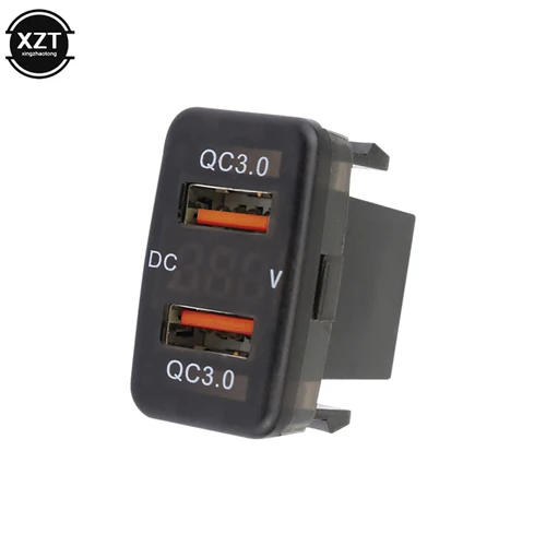 Cargadores USB de 12V-24V para Toyota, adaptador de corriente, enchufe QC 3,0, indicador LED, voltímetro de carga para teléfono móvil, accesorios de prueba para coche