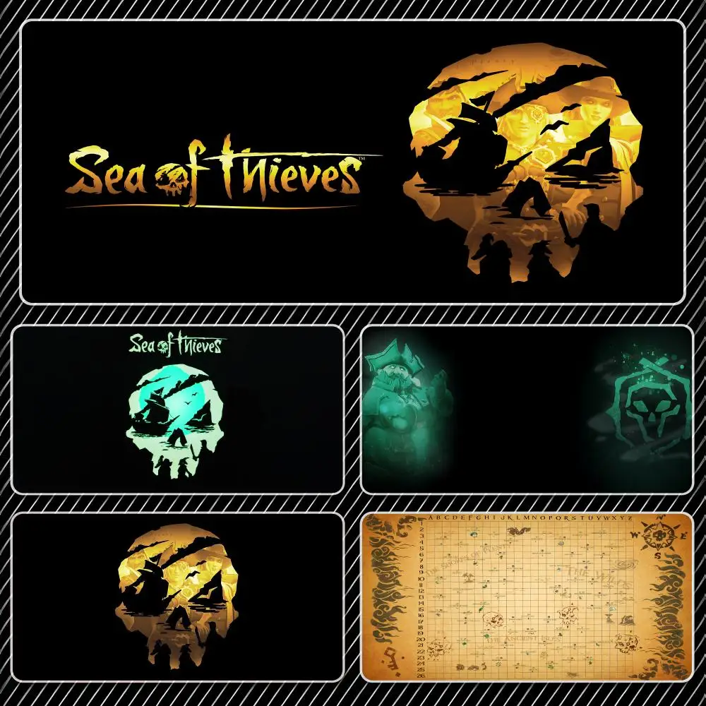 Коврик для мыши S-Sea of T-Thieves MAP Tapetes de Mesa Teclado, Borracha Kawaii, Tapete de Mesa Antiderrapante, XXL, 90x40 см