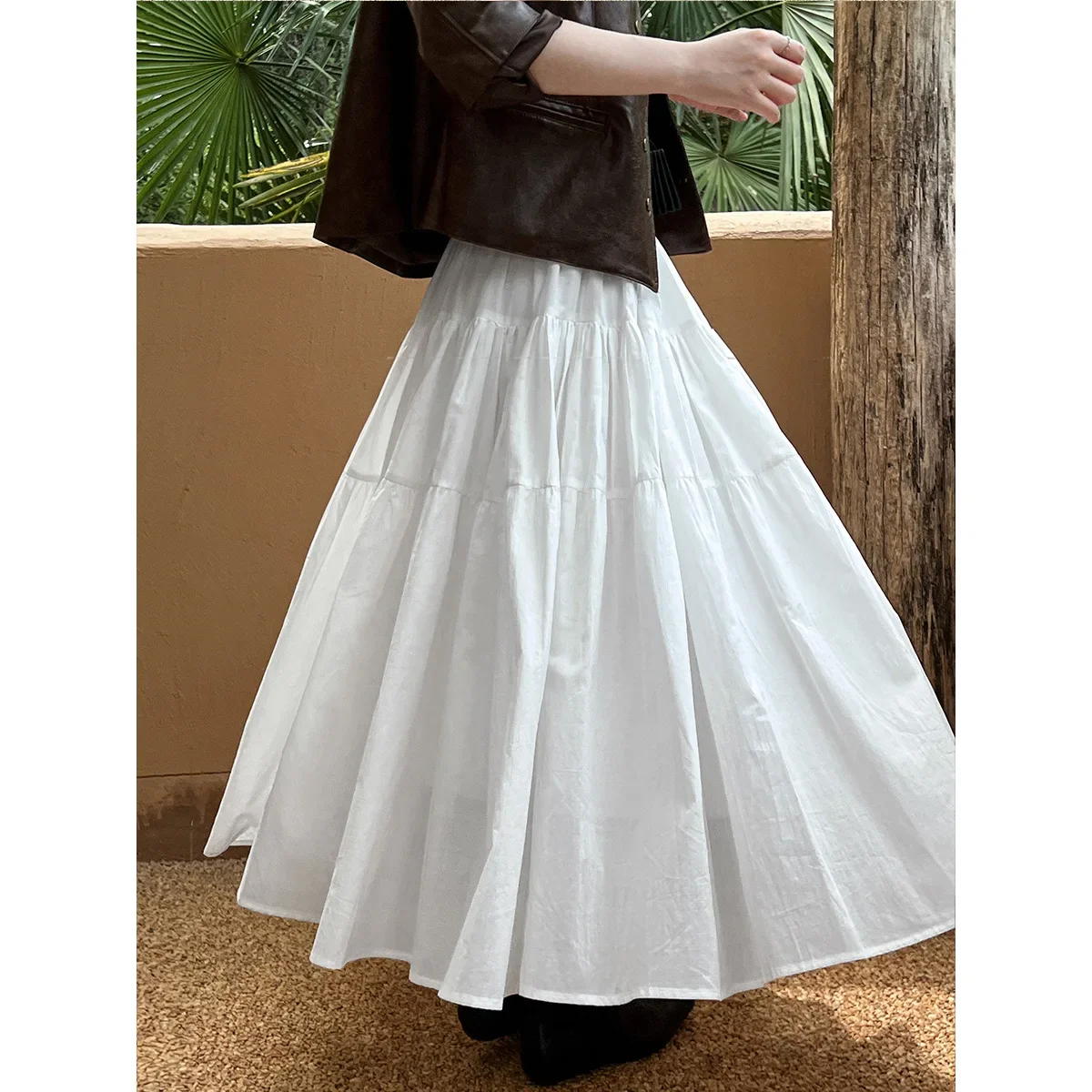 Women Clothes French Style Gentle Pleated Skirt 2024 Autumn A Line Fashionable Casual Womensolid Color Simple Umbrella Skirt