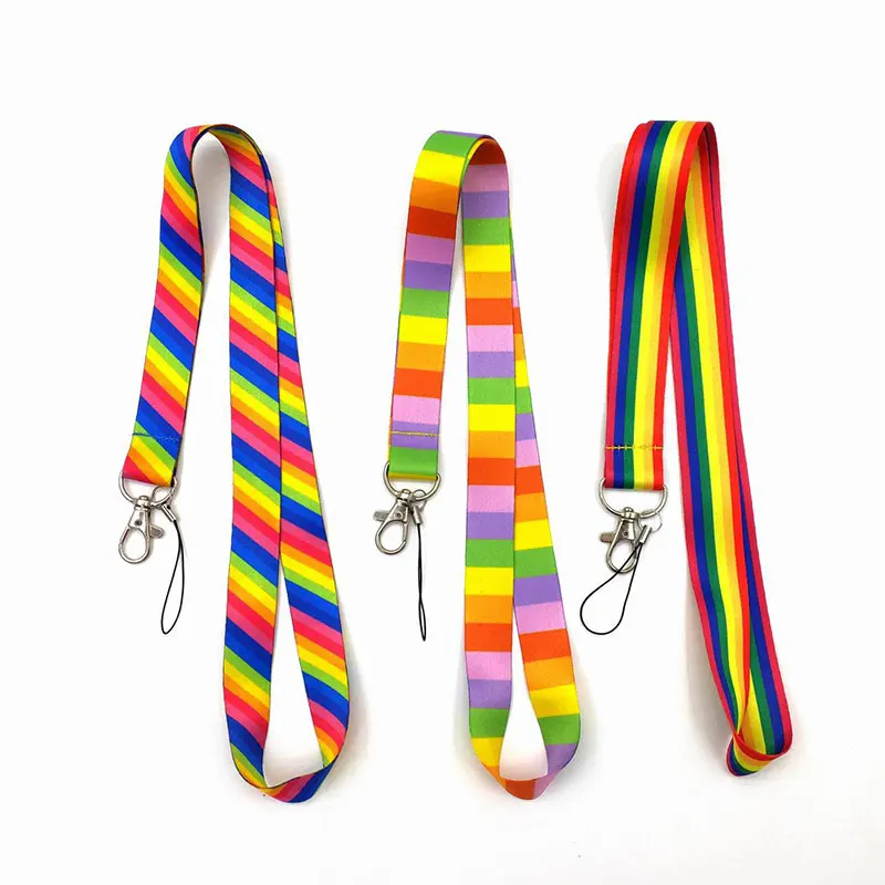 1/2Pcs Gay Pride LGBT Rainbow Keychain Hanging Lanyard Neck ID Card Accessories Phone Charm Keychain for Unisex Gift