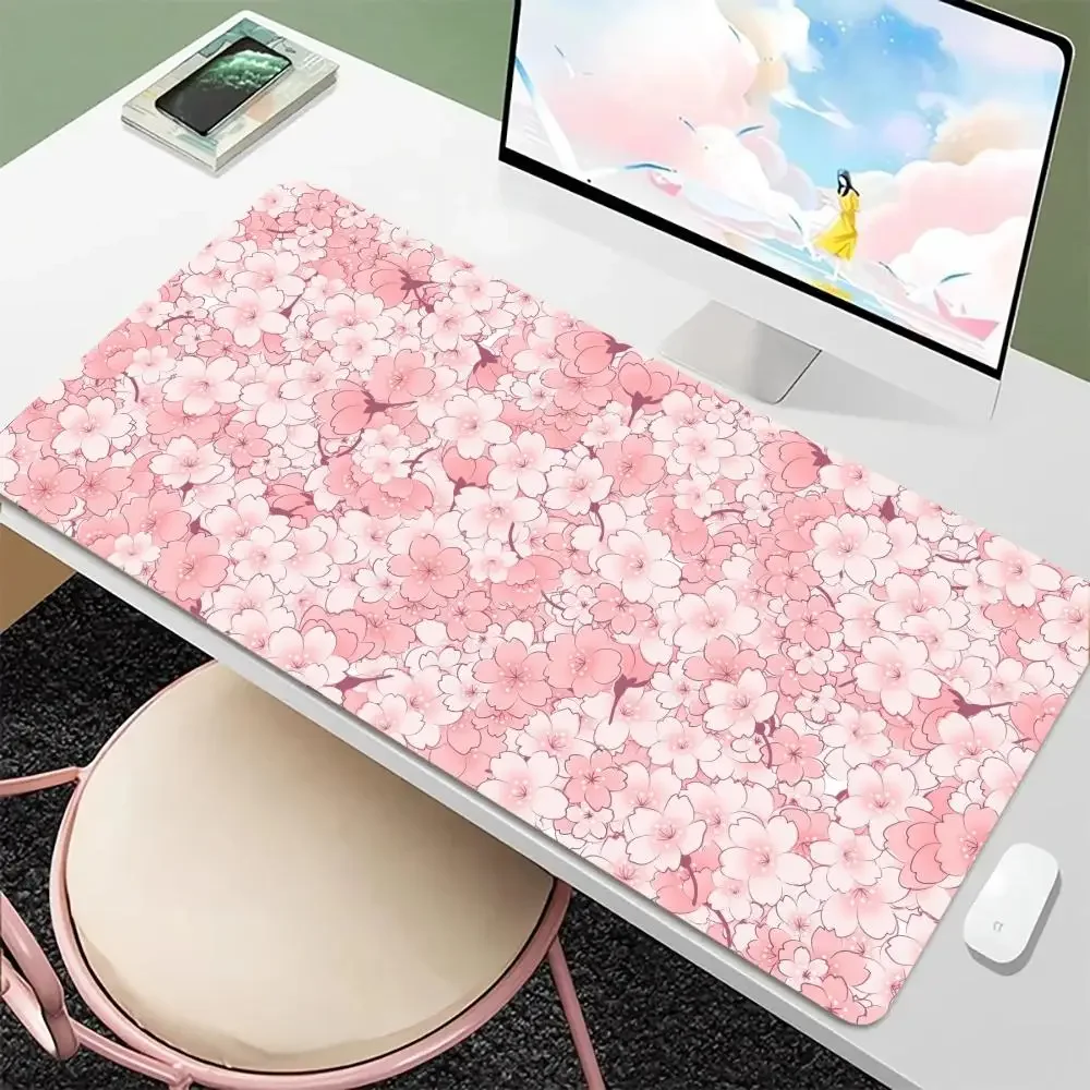 Mouse Pad Sakura Large Gamer Mouse  Pad Pink Cherry Blossom Keyboard Mat XXL Office Mouse Mat Pc Accessories Leather Desk Mat