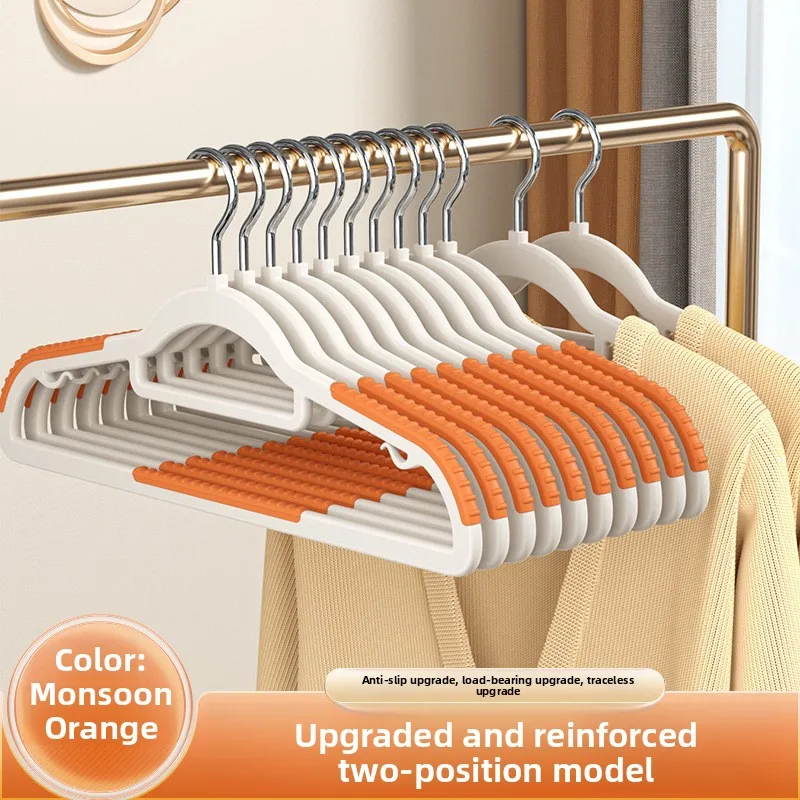 10PCS Heavy Duty Non‑Slip Clothes Hangers, Traceless Space Saving Garment Hangers for Household Wardrobe Storage
