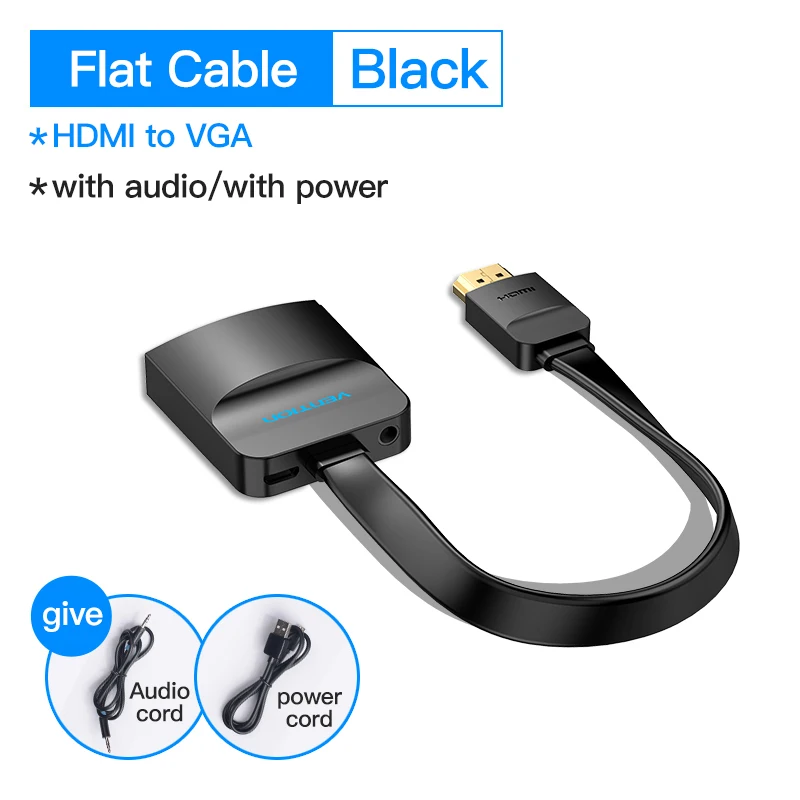 Ventie HDMI naar VGA Adapter 1080P HD Male naar VGA Female Converter Met 3.5 Jack Audio Kabel voor Xbox PS4 PC Laptop Projector