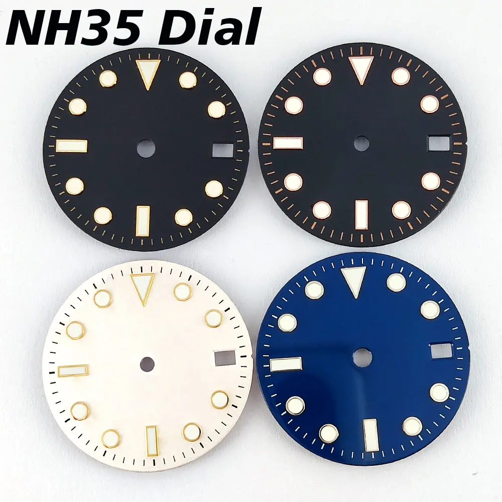 NH35/NH36 Dial 28.5mm Watch Dial With Date Window Luminous Fit NH35 NH36 Movement Watch Accessories Watch Parts
