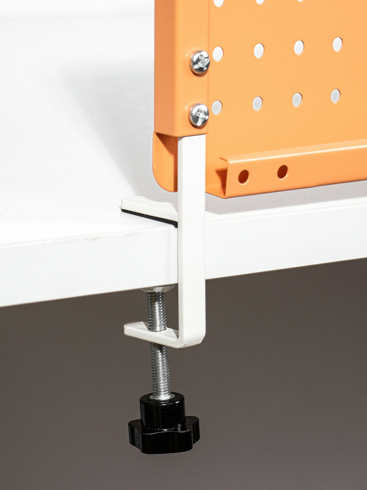 F-Shaped Desktop Stand for Hole Board No-Drill Iron Storage Organizer Holder Clamp on Desk  Universal Space Saver