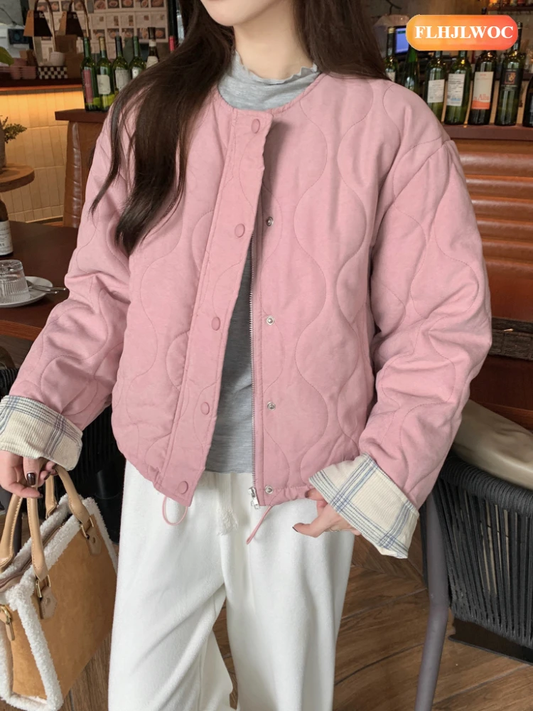 เสื้อแจ็คเก็ตผ้าฝ้ายหนาแบบสั้น สไตล์เกาหลีสุดชิค สำหรับผู้หญิง รุ่นใหม่มาแรง ฤดูใบไม้ผลิ 2026 สไตล์เรโทร วินเทจ