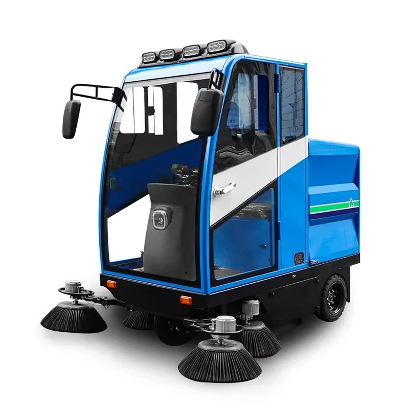 Vehículo de barrido y pulido eléctrico Super Star de 48 V, totalmente cerrado, con asiento, para limpieza eficiente de calles, unidad de cuatro ruedas
