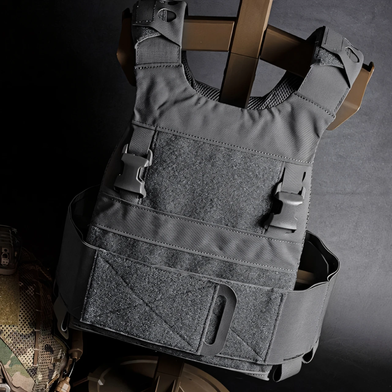 Wosport FCPC Plate Carrier Lightweight Cordura Tactical Vest with Velcro Panels Elastic Side Cummerbund 25mm Buckle for Airsoft