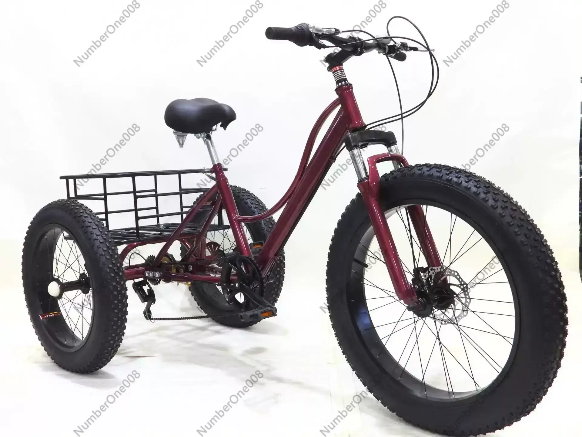 

24-дюймовый электрический грузовой трицикл для взрослых, трехколесный велосипед с широкими шинами, электроскутер, моторизованный электрический трицикл для перевозки грузов.