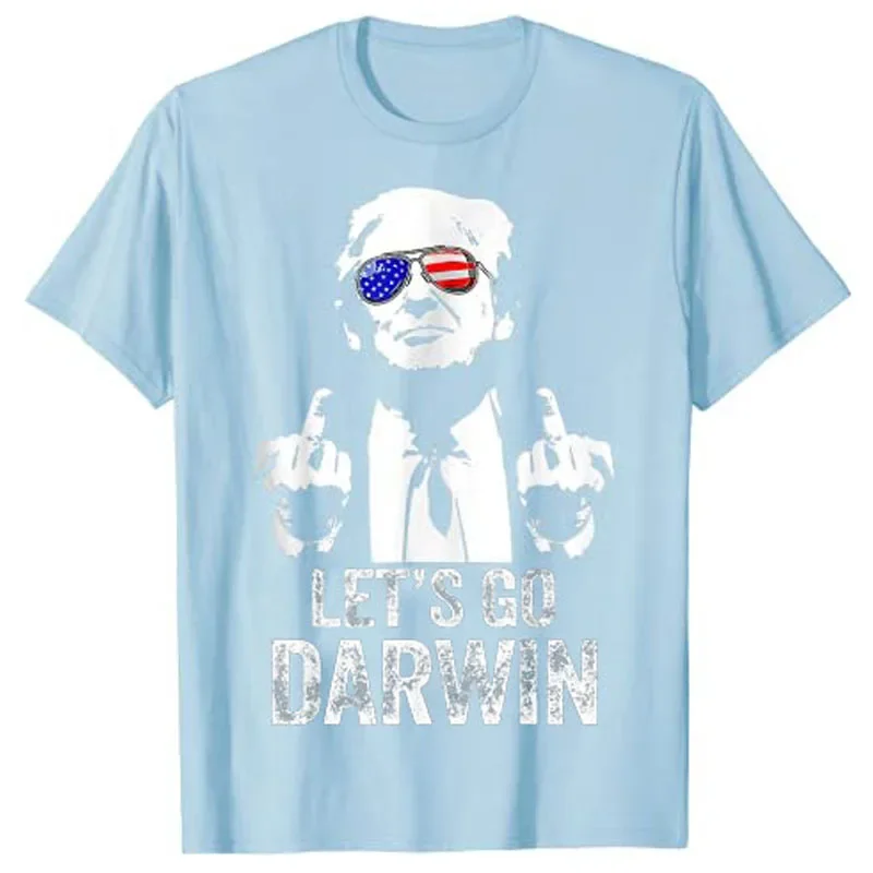 Let's Go Darwin Trump Middle Finger T-Shirt Lets Go-Charles-Darwin Quote Tee Tops