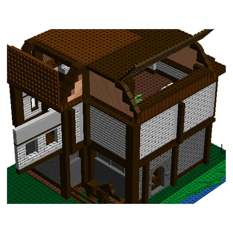 โมเดลปราสาทยุคกลาง Moc Building Block Modular A Old Tudor Style House Model Technology Brick DIY Assembly Toy Gifts