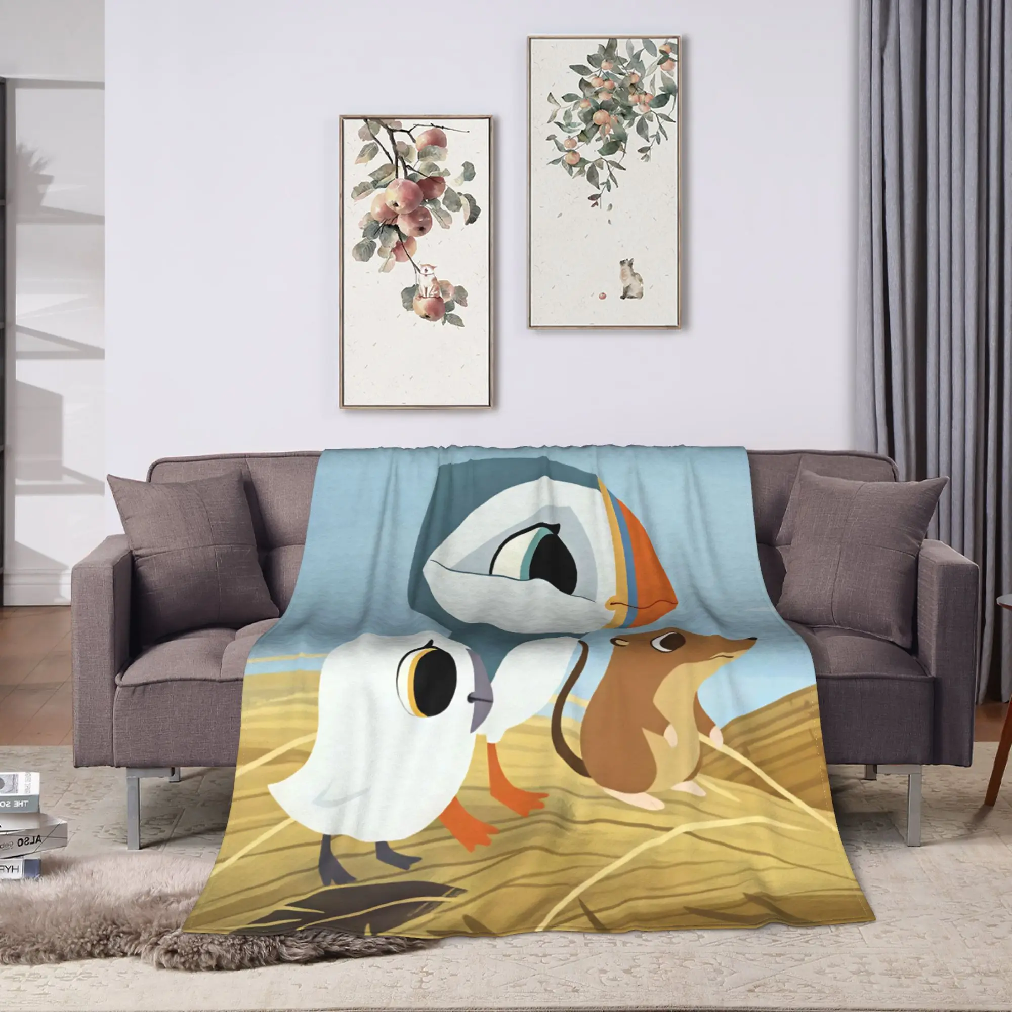 Puffin Rock And New Friends Blanket Warm Soft Aesthetic Plush Throw Blanket For Girls Boys Couch Bed Flannel Bedspread Bed Cover