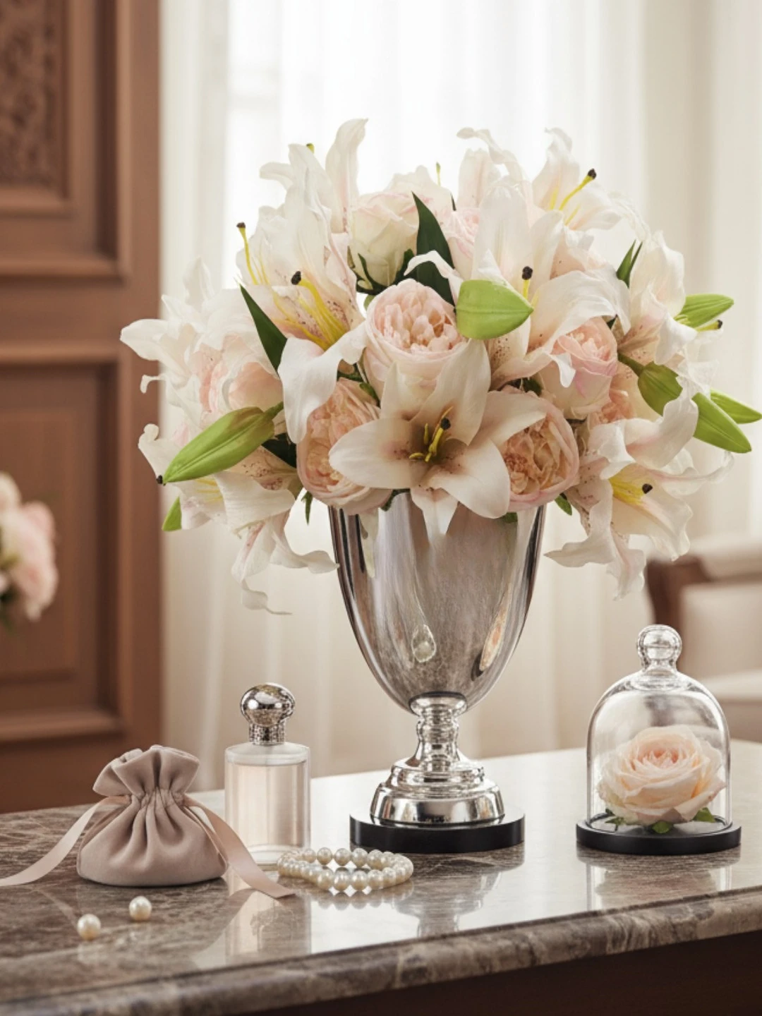 French fragrance flower rose lily bouquet luxury fireless aromatherapy ornament gift diffuser flower