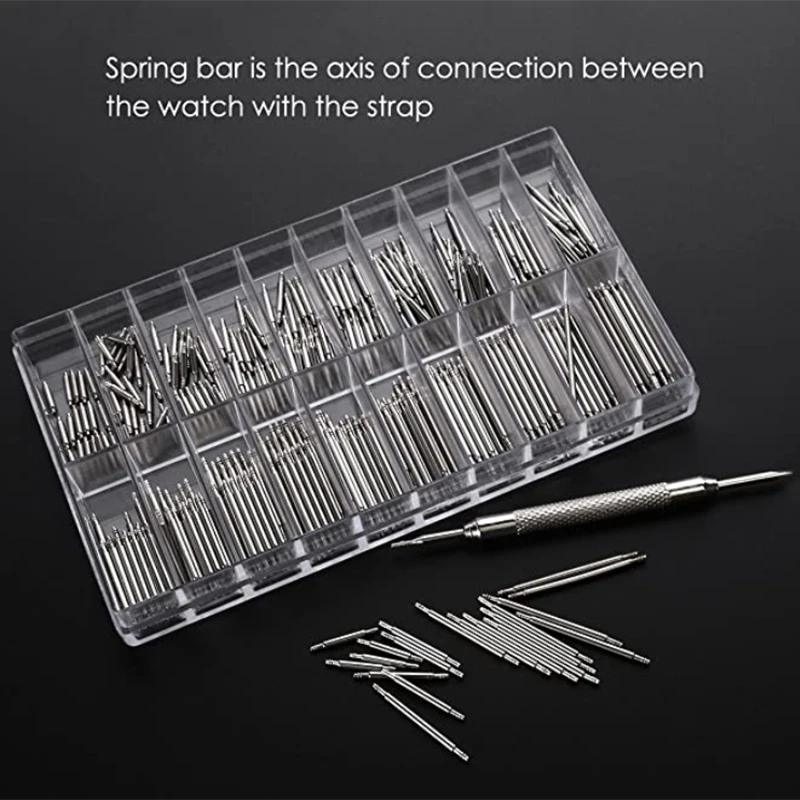 400Pcs Professional Watch Band Stainless Steel Spring Bars Link Pins With Remover Repair Tool 6Mm-25Mm