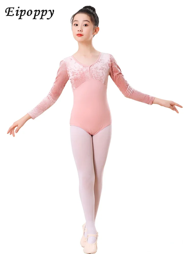 

New Children's Dance Practice Clothing Gold Velvet Avocado Green Body Clothing Chinese National Ballet Art Examination Autumn