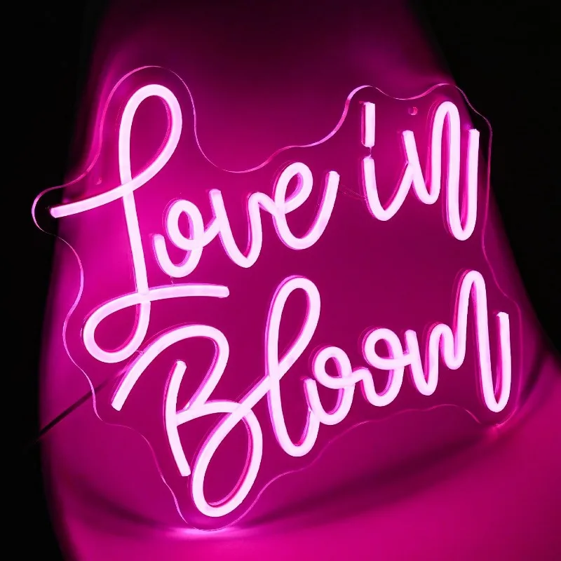 Love in Bloom Neon Bedroom Pink Lettering Neon Dimmable USB Proposal LED Sign Wedding Walls Decorated with Gifts for Newlyweds