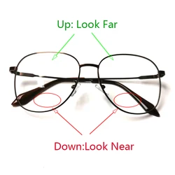 Men Women Bifocal Alloy Pilot Reading Glasses Double Light Gradient Oversized Frame Diopter Eyewear