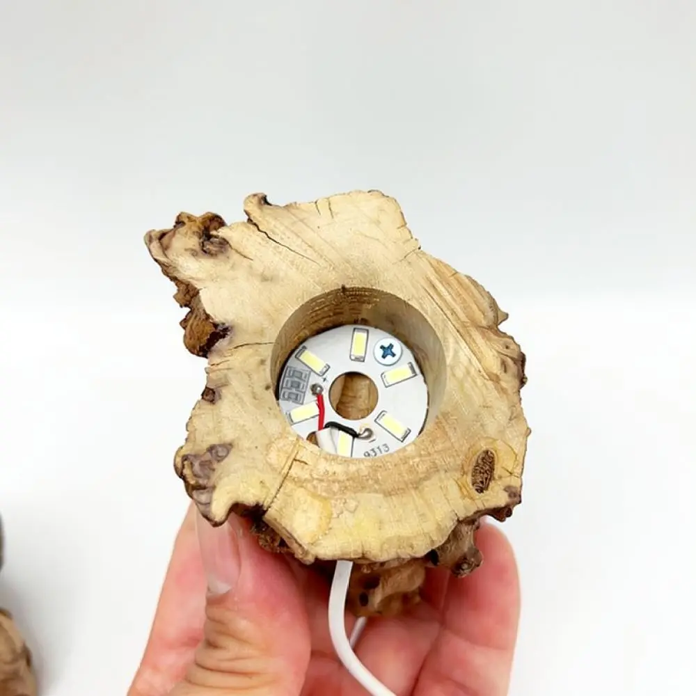 Natural Root Wood LED Display Base For Glass Sphere Stand USB Powered Artistic Home Decoration Ornament Night Lamp Craft